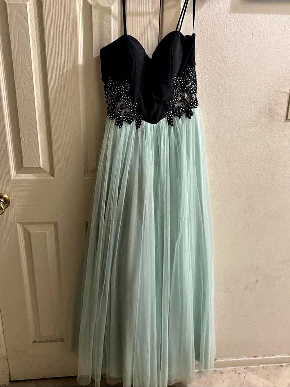 Blondie Nites Black & Green Beaded Maxi Dress Size 5